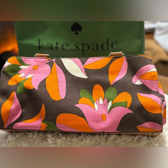 Kate Spade Brown Canvas Tote with Floral Design - Picture 3 of 16